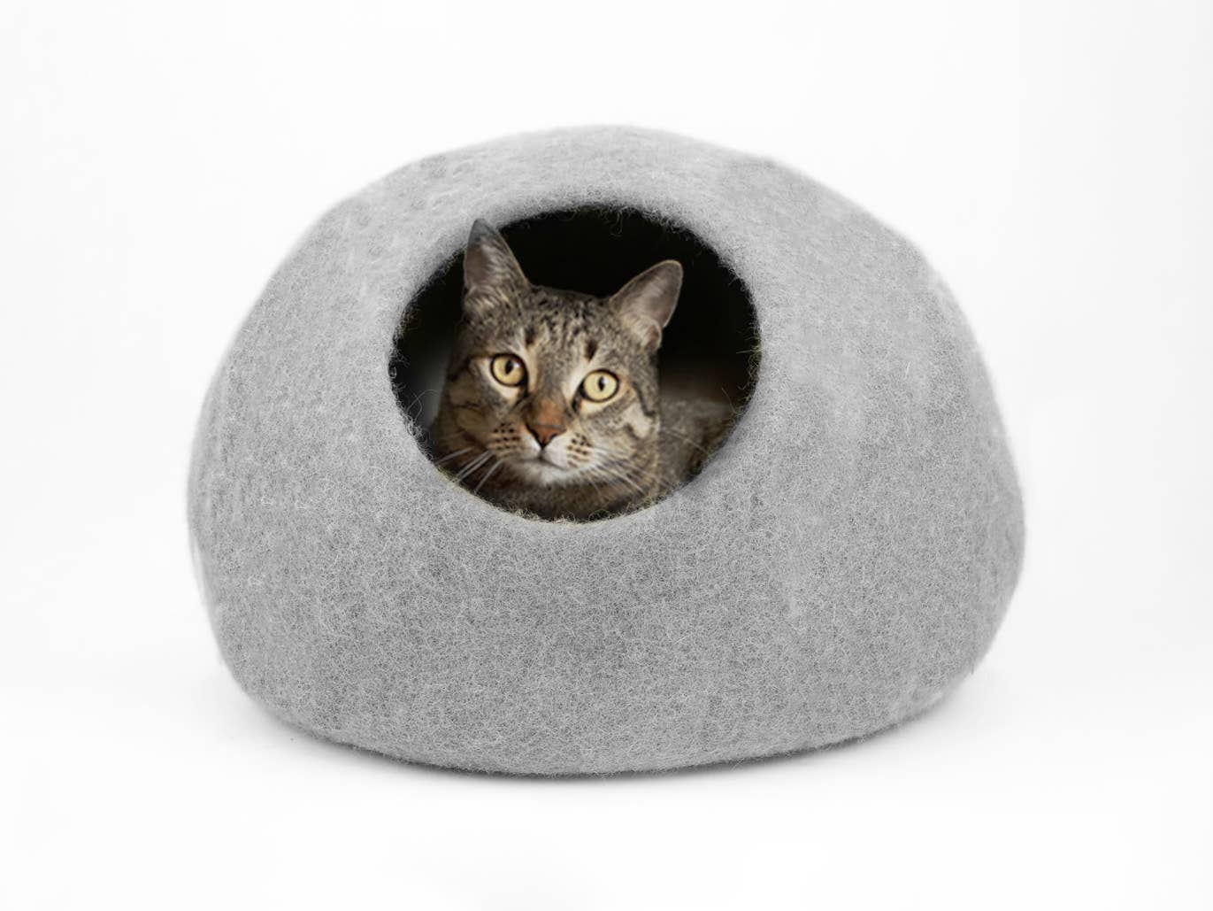 Felt Cat Cave Natural Felt Wool Cat Bed - SOLID COLORS: Heather Gray